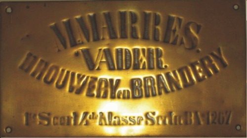 Koperen bord bierbrouwerij Marres, Coll.: E.Q.M. Marres, Abcoude.